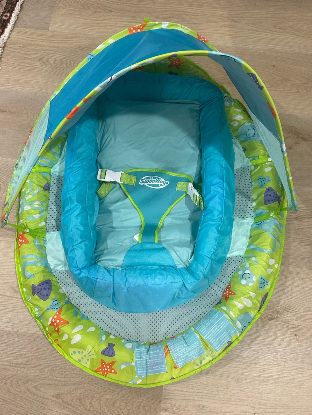 SwimWays Infant Float with removable Canopy - Aqua/Green
